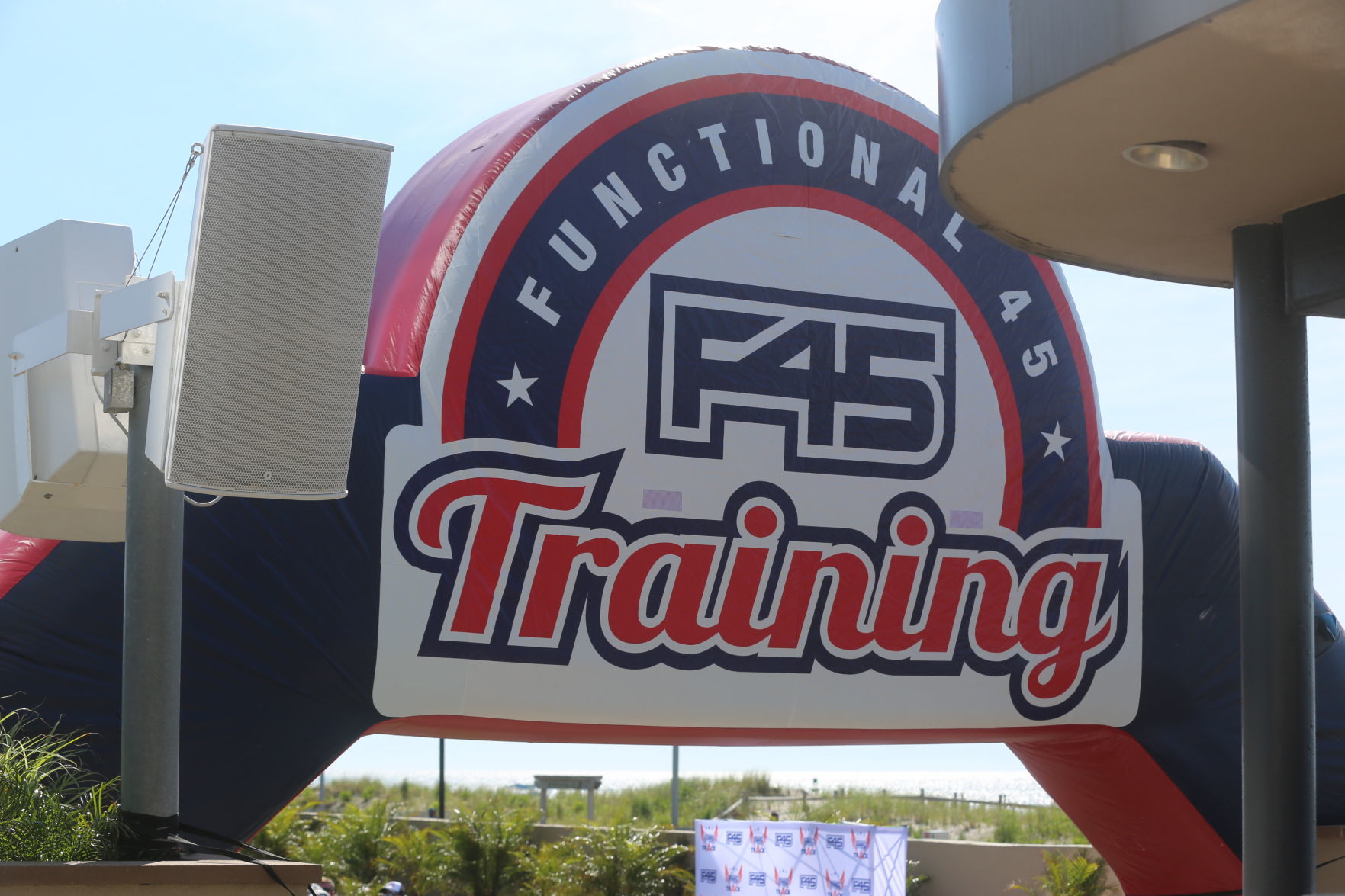 Actor Mark Wahlberg helps to lead a F45 track workout at Ocean Casino Resort in Atlantic City as part of the casino's one-year anniversary Saturday, June 22, 2019.